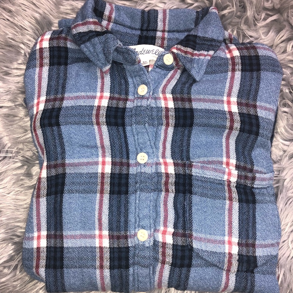 Madewell - Blue Plaid Long Sleeve Cozy Button Down